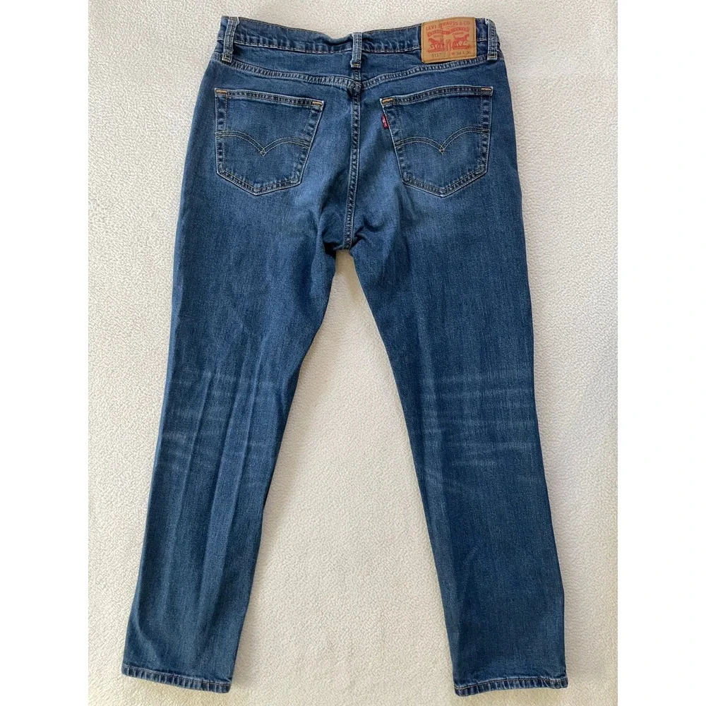 Levi's Men 34x28 511 Slim Fit Jeans Blue Medium Wash Denim Stretch Labeled 34x30